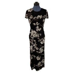 Thirty Thirty LA Floral 2 Pc Set Crop Top Maxi Skirt Brown White Floral Velour M